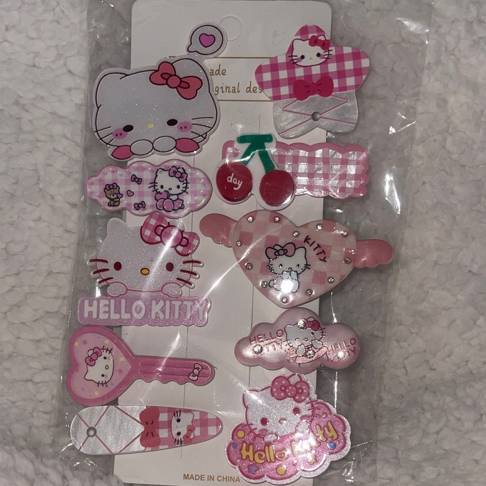 Hello Kitty Pink and White Hair Clip Collection